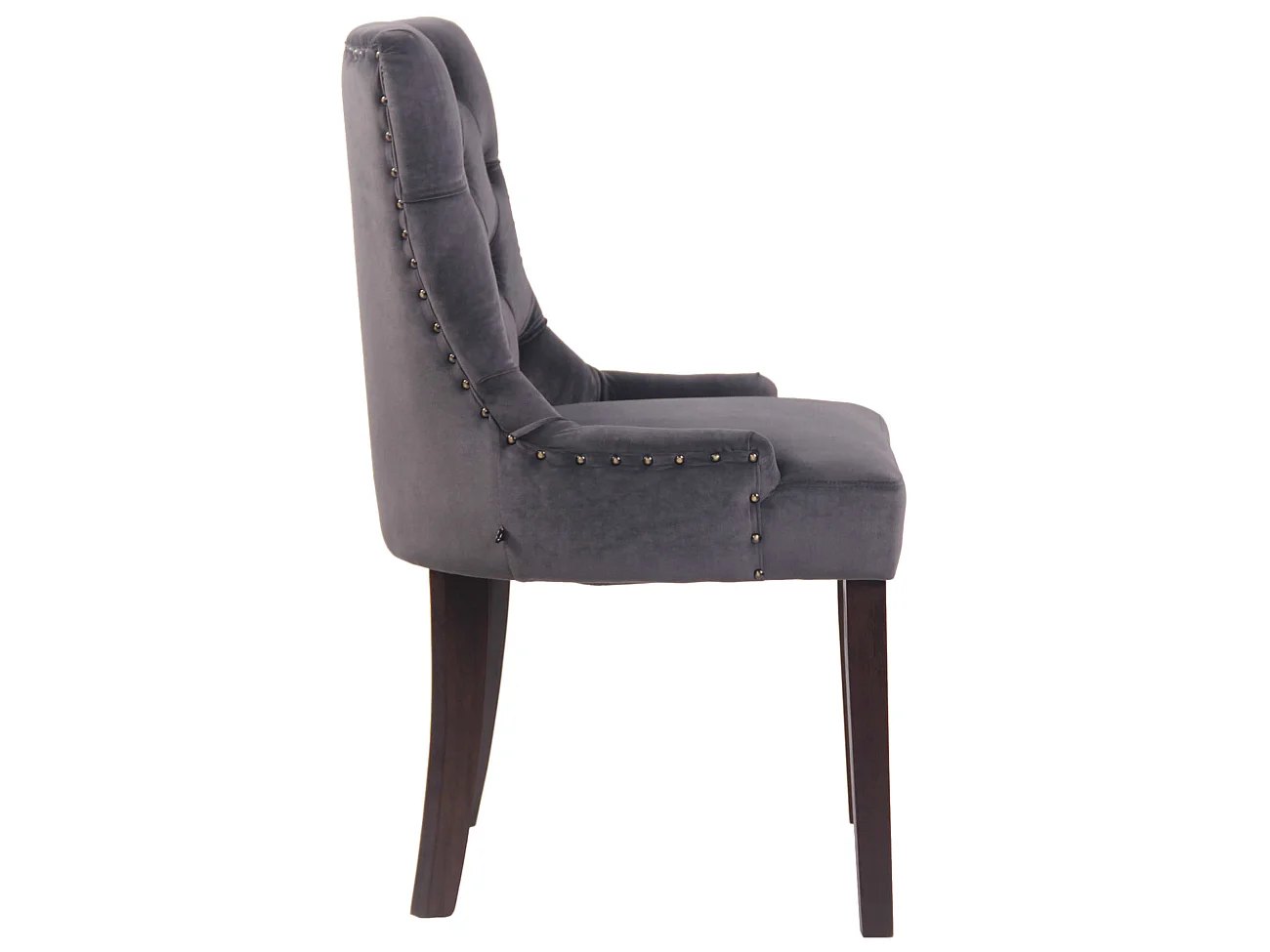 Lot de 4  chaise salle à manger - Velours & Antique - Gris foncé - Aberdeen