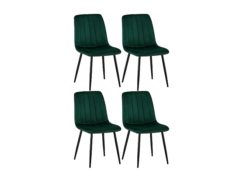 4er Set Esszimmerstuhl - Samt - grün - Dijon