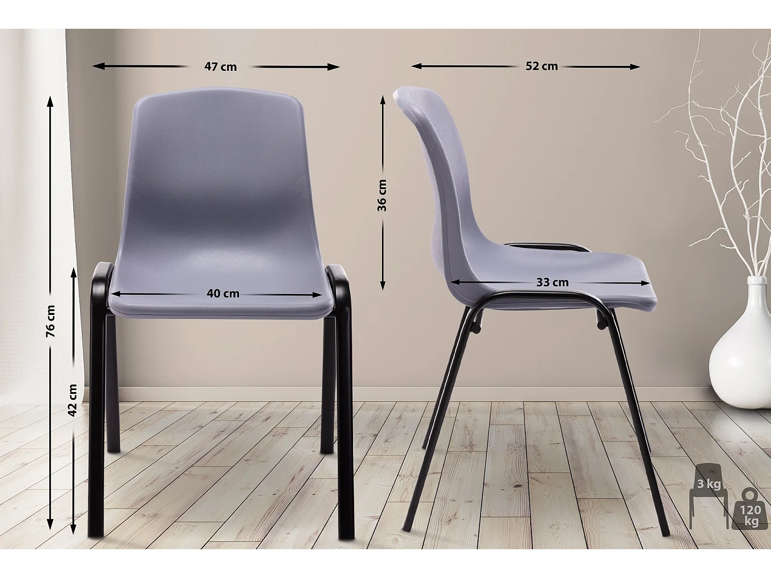 Chaise de conférence - Plastique & Antique clair - Gris - Nowra