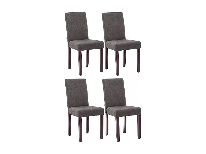 Lot de 4  chaise salle à manger - Tissu & Cappuccino - Gris foncé - Ina
