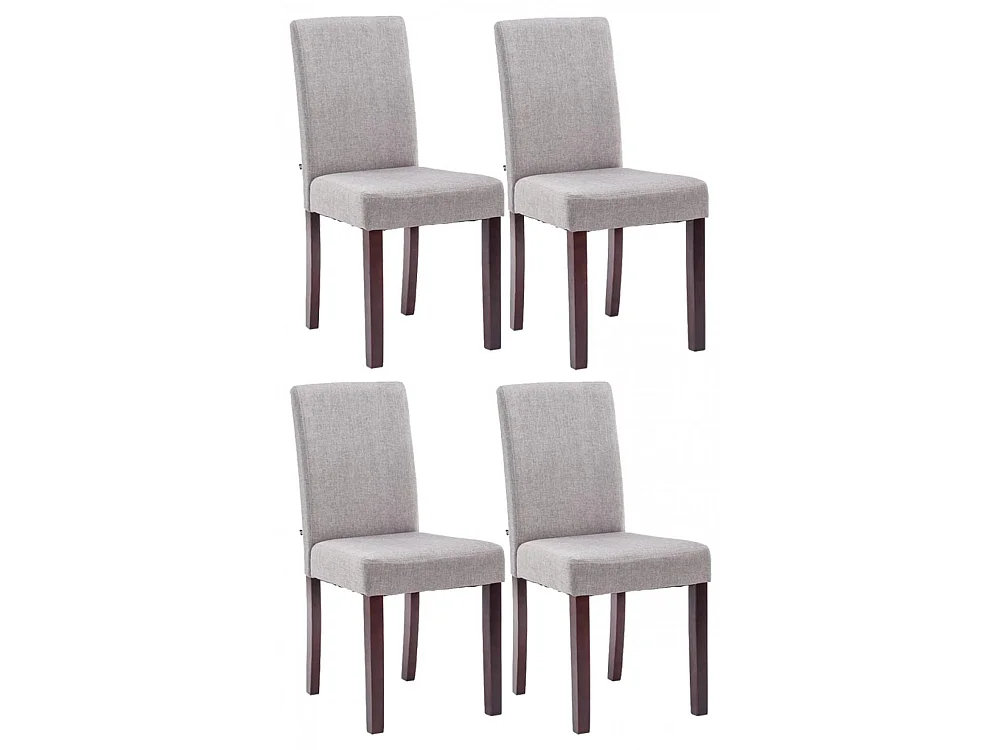 Lot de 4  chaise salle à manger - Tissu & Cappuccino - Gris clair - Ina