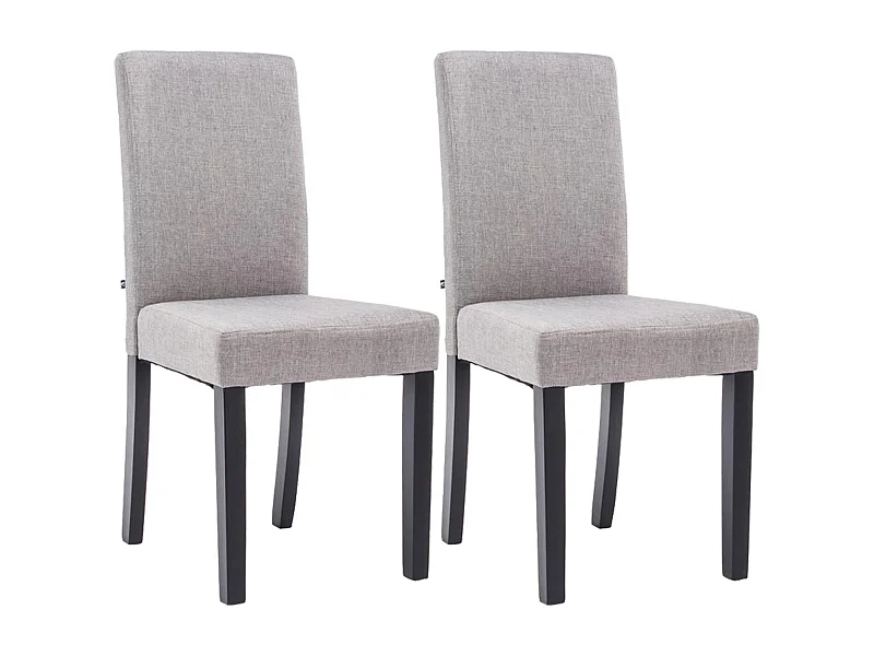 Lot de 2  chaise salle à manger - Tissu & Noir - Gris clair - Ina
