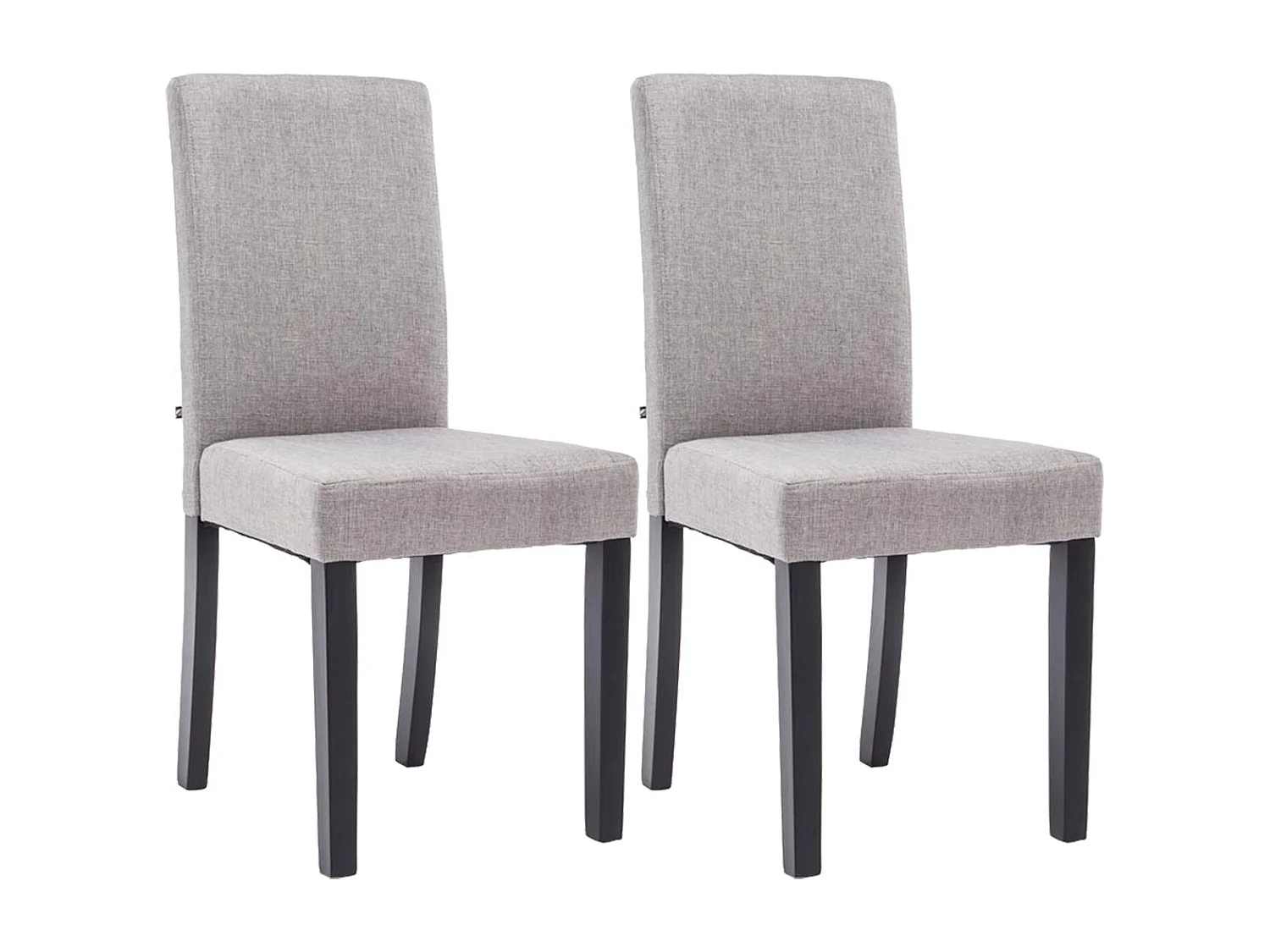 Lot de 2  chaise salle à manger - Tissu & Noir - Gris clair - Ina