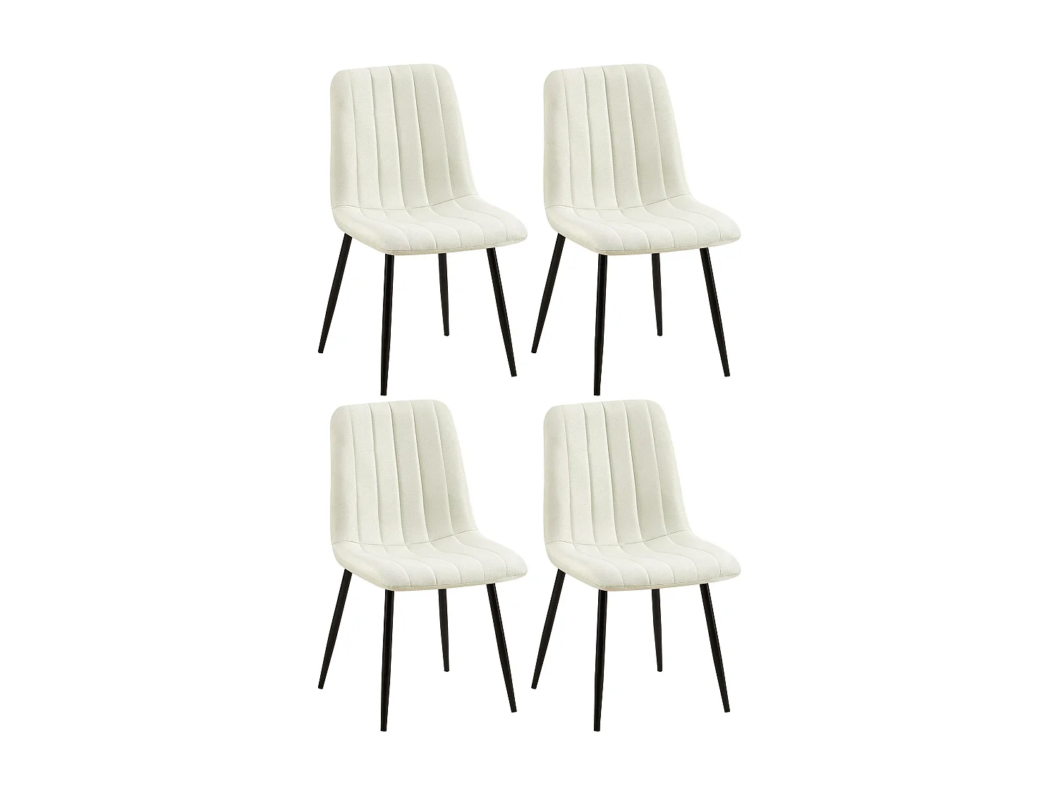 Set van 4  Eetkamerstoelen - Stof - creme - Dijon