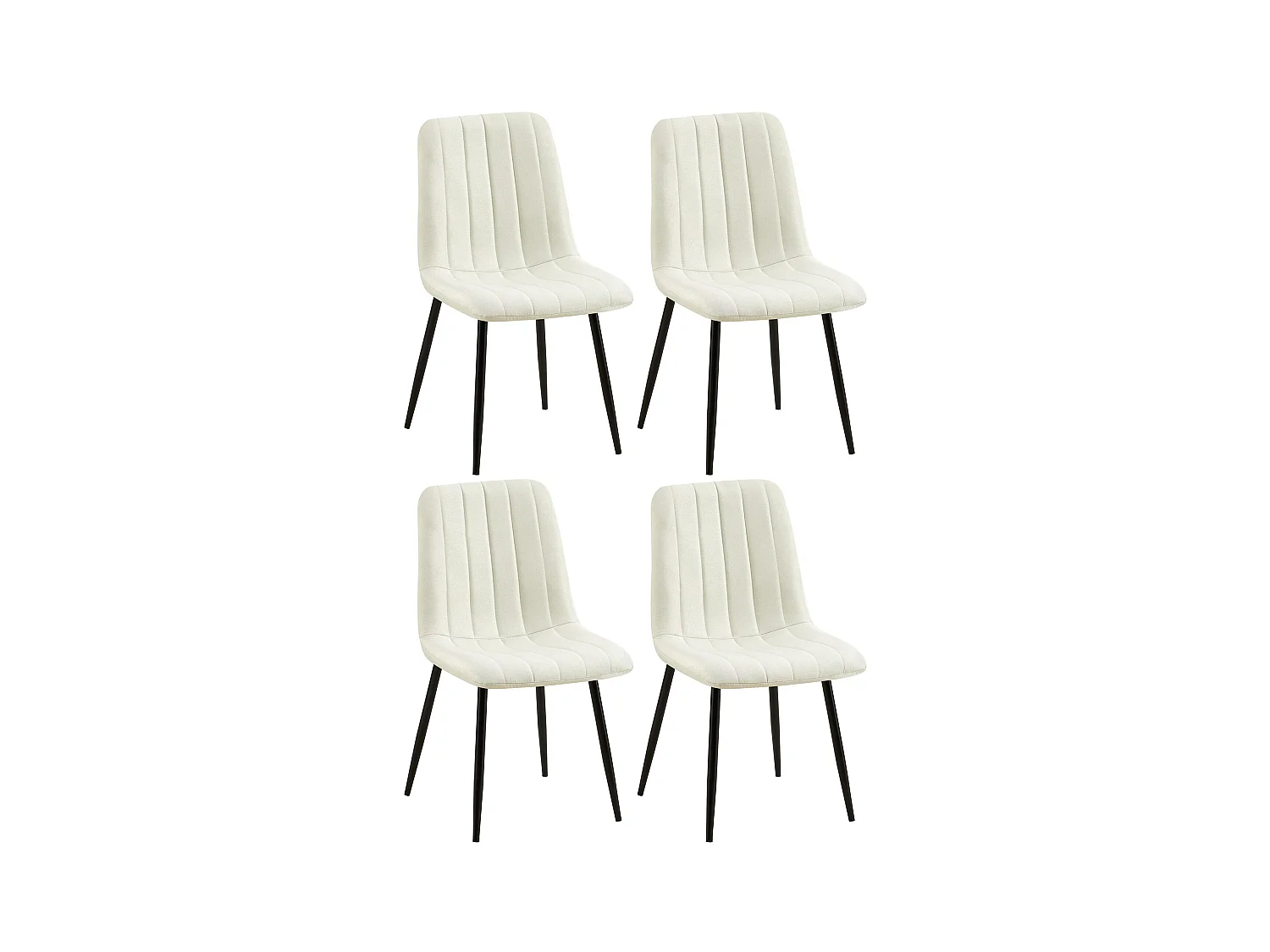 Lot de 4  chaise salle à manger - Tissu - Crème - Dijon