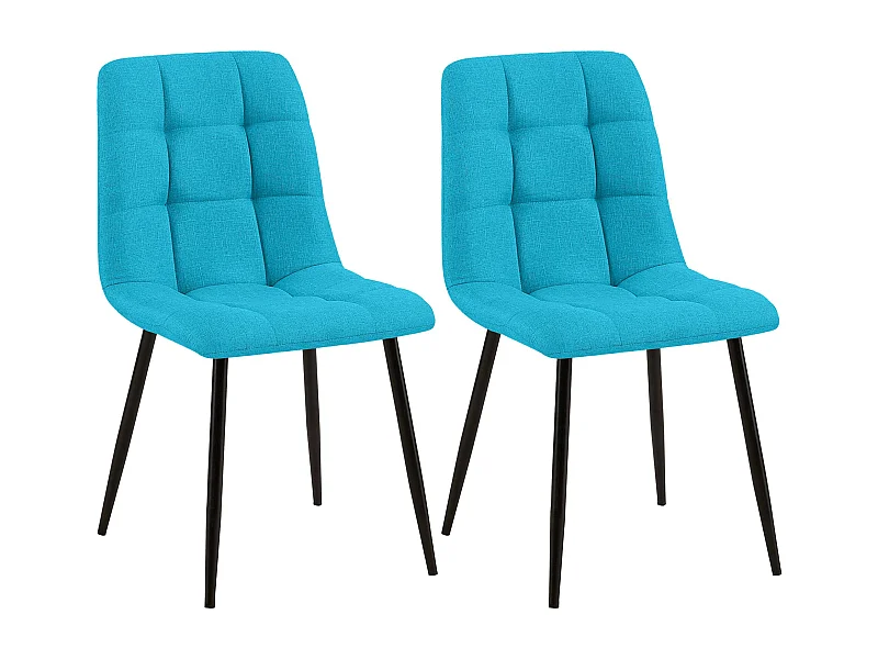 Lot de 2  chaise salle à manger - Tissu - Turquoise - Tilde