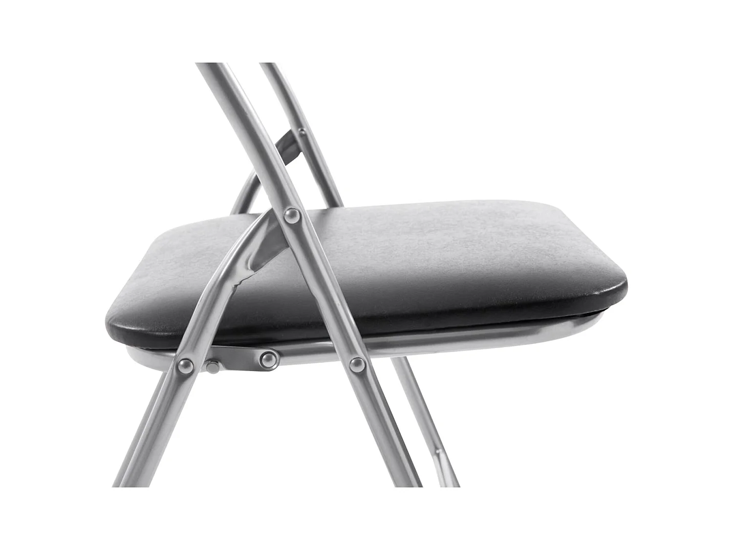 Lot de 4  Chaise de conférence - Similicuir (PVC) & Antique clair - Noir / Argent - Felix