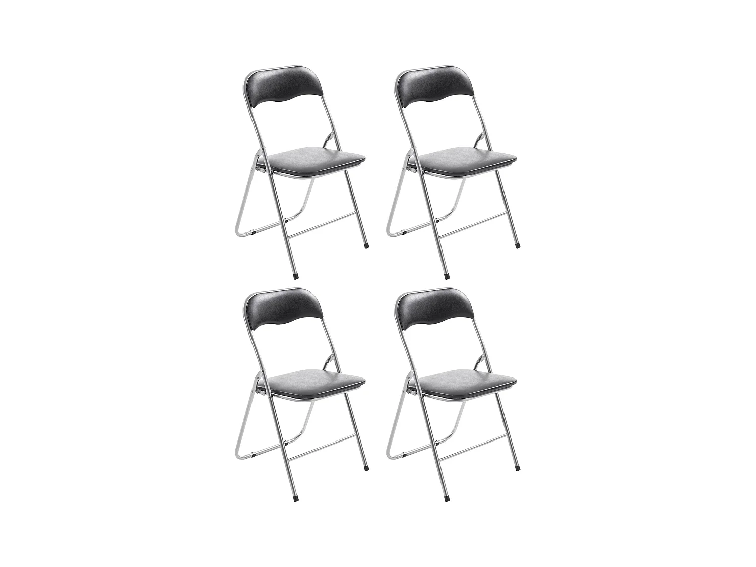 Lot de 4  Chaise de conférence - Similicuir (PVC) & Antique clair - Noir / Argent - Felix