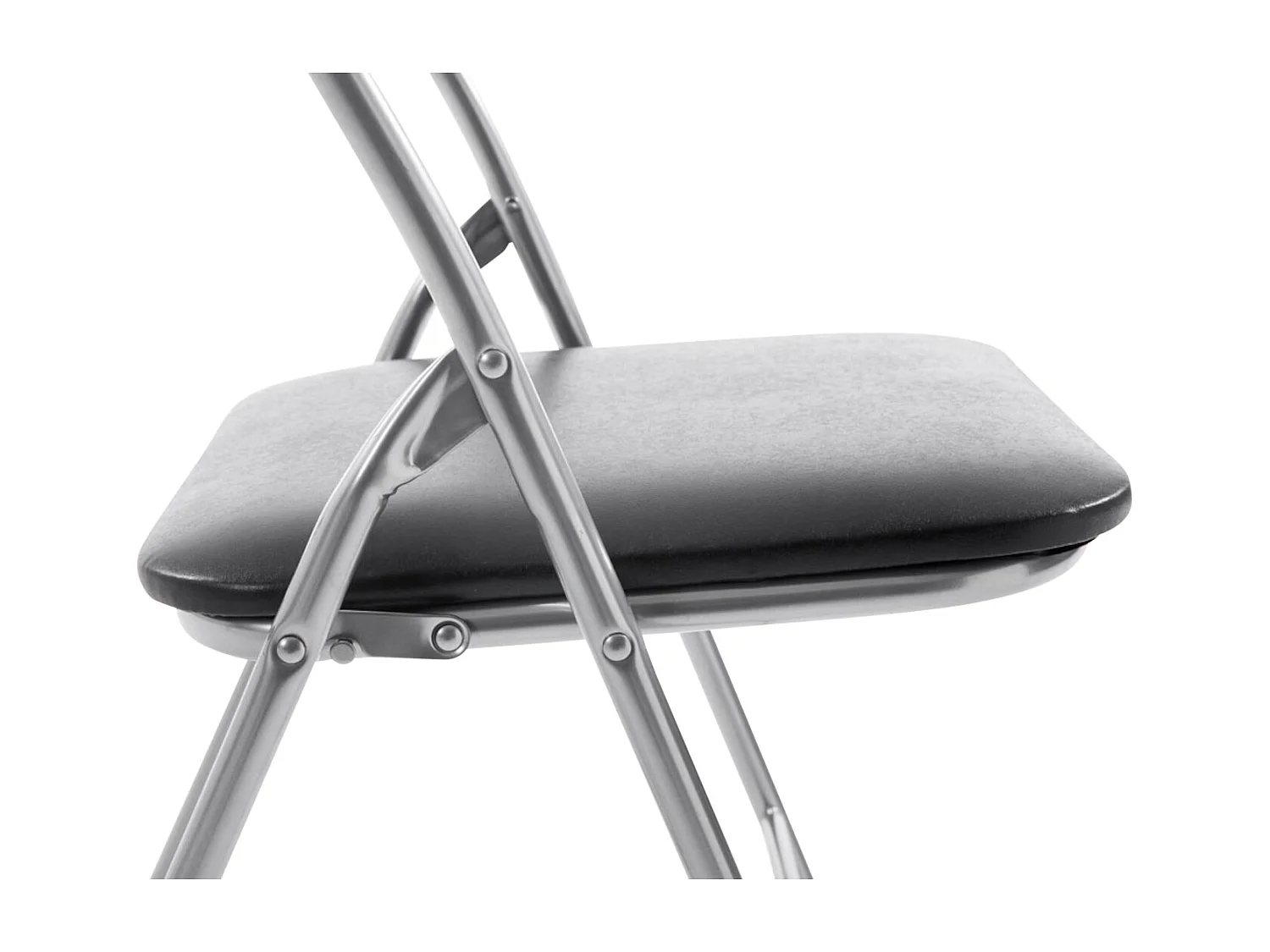 Lot de 4  Chaise de conférence - Similicuir (PVC) & Antique clair - Noir / Argent - Felix