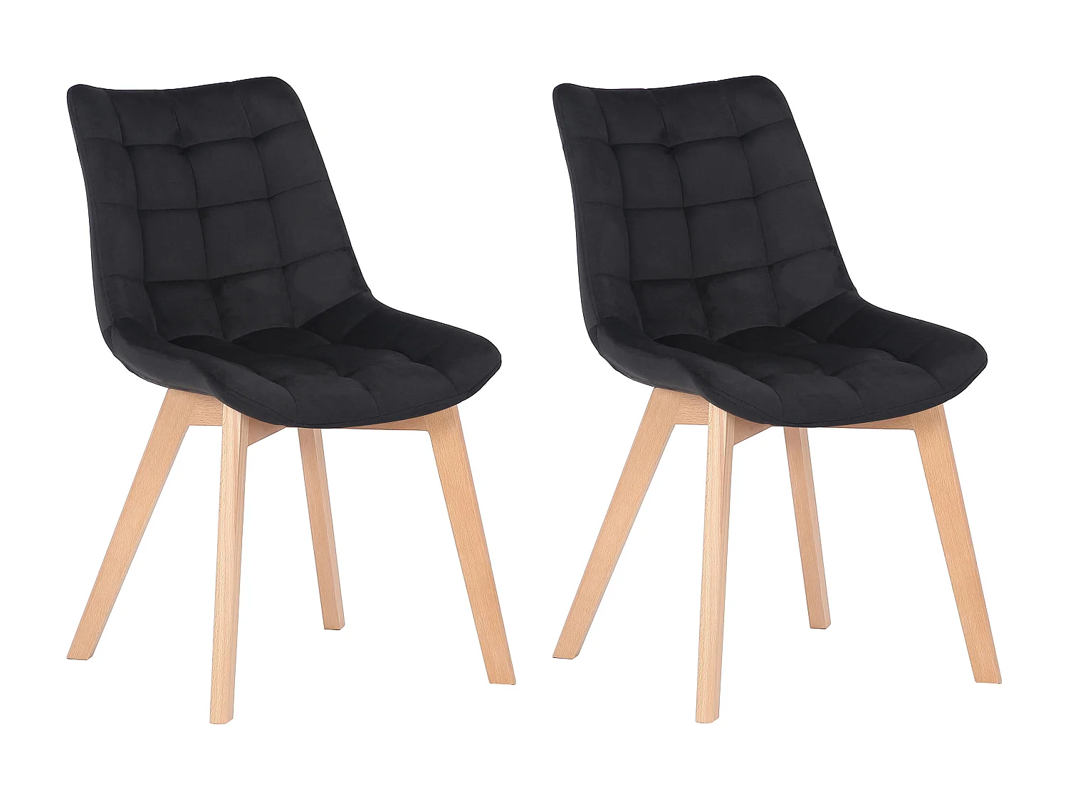 Lot de 2  chaise salle à manger - Velours - Noir - Passaic