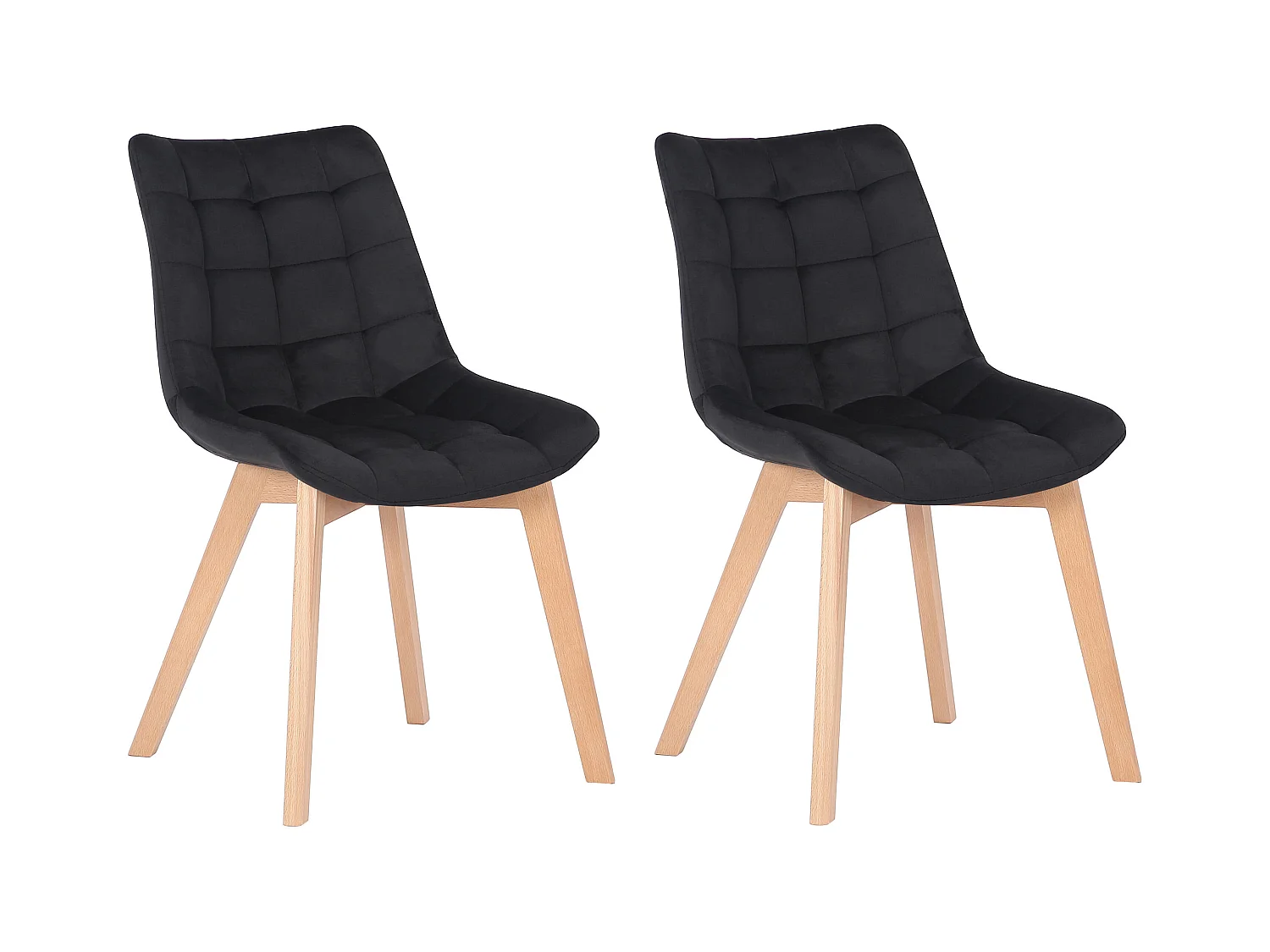 Lot de 2  chaise salle à manger - Velours - Noir - Passaic