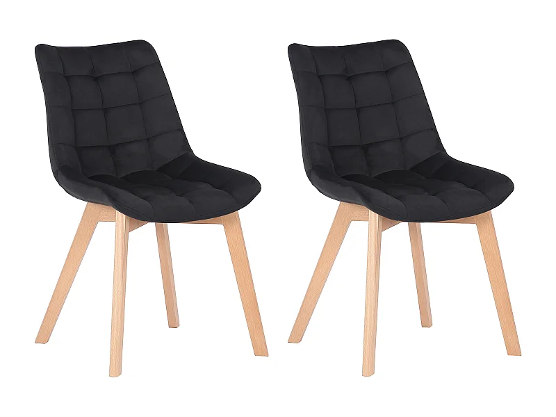 Lot de 2  chaise salle à manger - Velours - Noir - Passaic