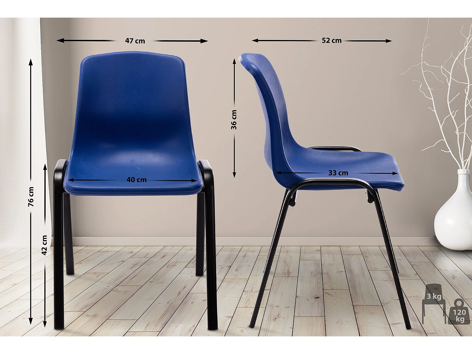 Chaise de conférence - Plastique - Bleu - Nowra
