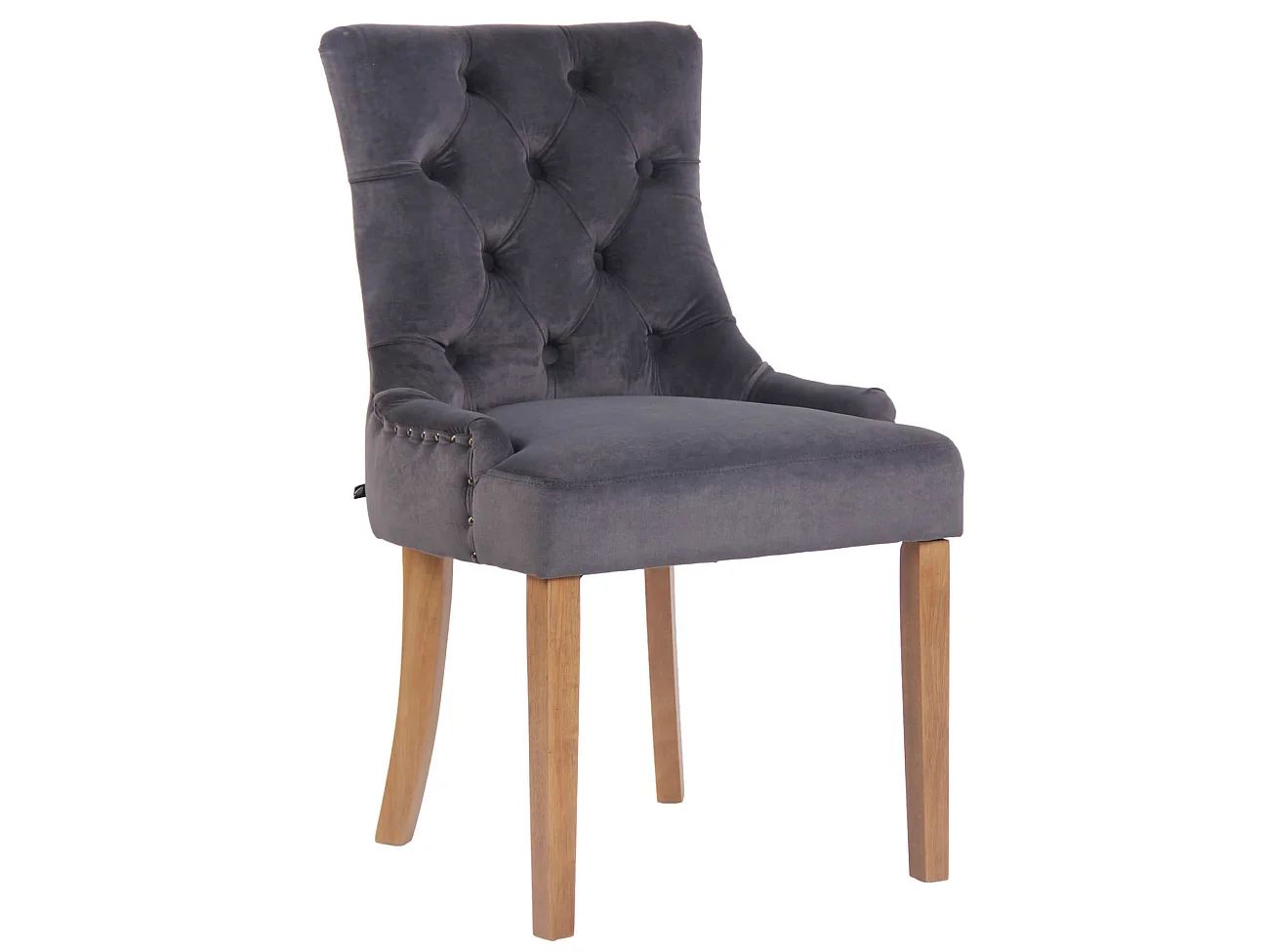 chaise salle à manger - Velours & Antique clair - Gris foncé - Aberdeen