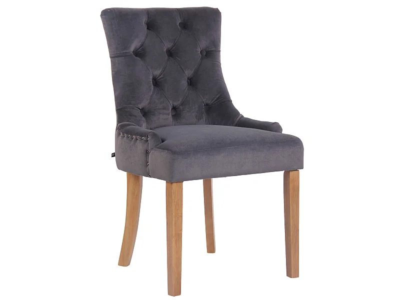 chaise salle à manger - Velours & Antique clair - Gris foncé - Aberdeen