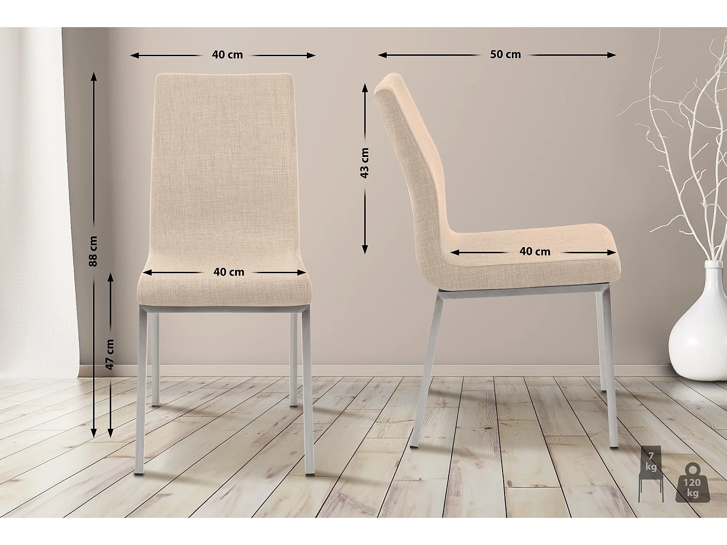 chaise salle à manger - Tissu - Crème - Colmar