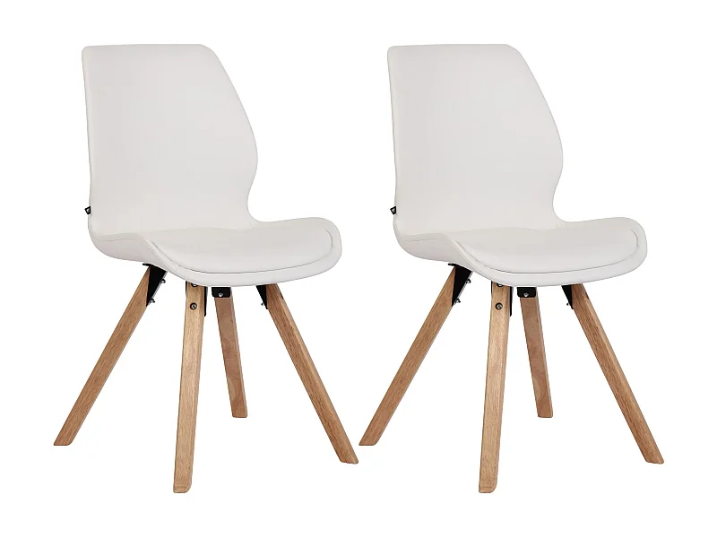 2er Set Esszimmerstuhl - Kunstleder - weiß - Luna