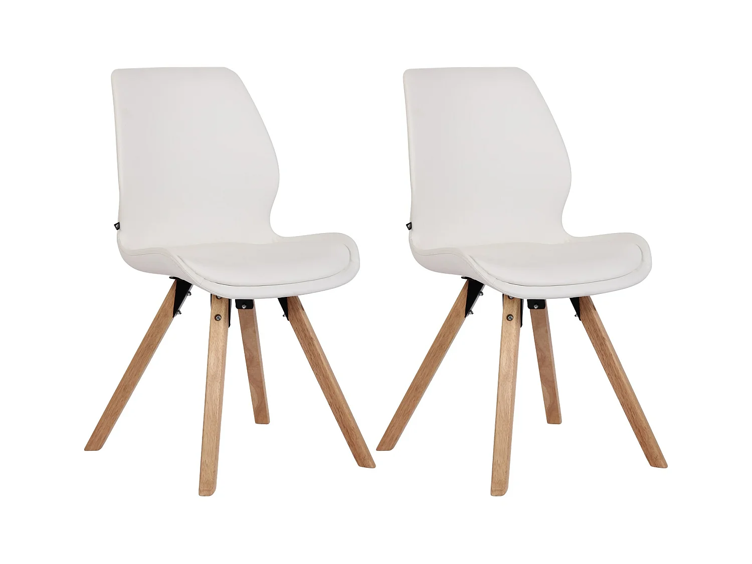 Lot de 2  chaise salle à manger - Similicuir - Blanc - Luna