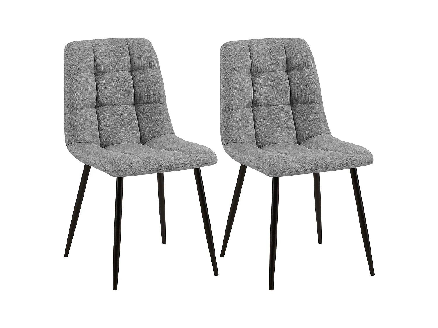 Lot de 2  chaise salle à manger - Tissu - Gris - Tilde