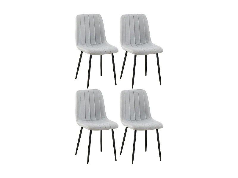 Lot de 4  chaise salle à manger - Tissu - Gris - Dijon