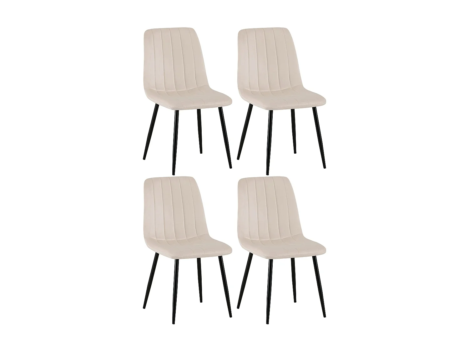 Lot de 4  chaise salle à manger - Velours - Crème - Dijon