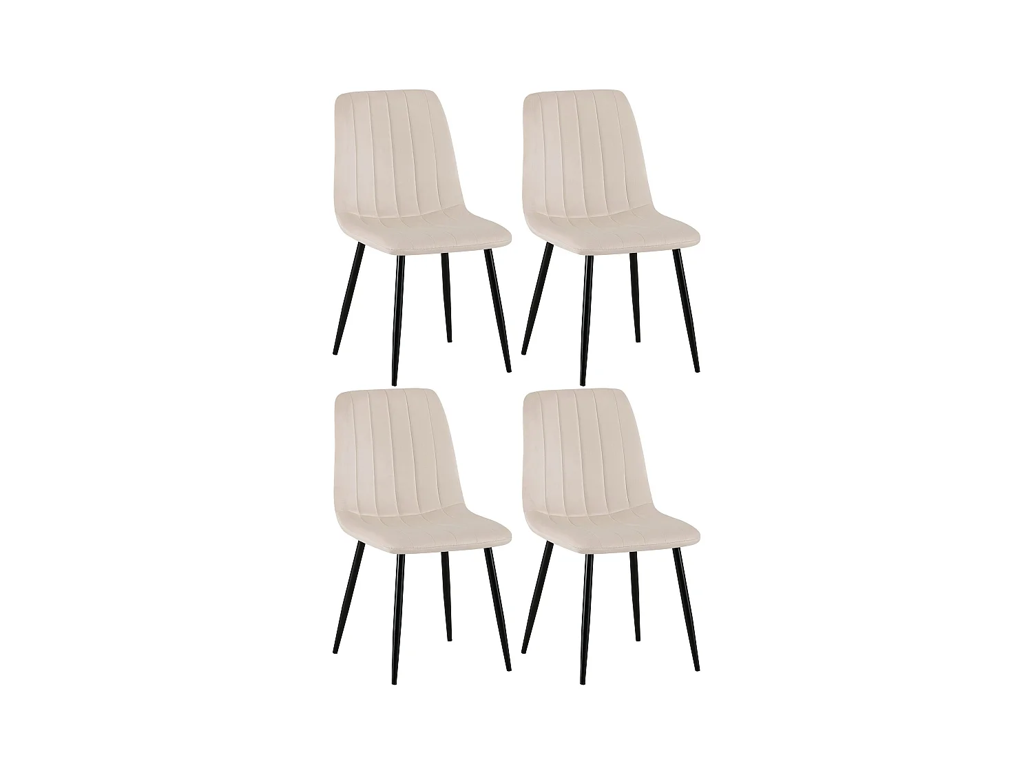 Lot de 4  chaise salle à manger - Velours - Crème - Dijon
