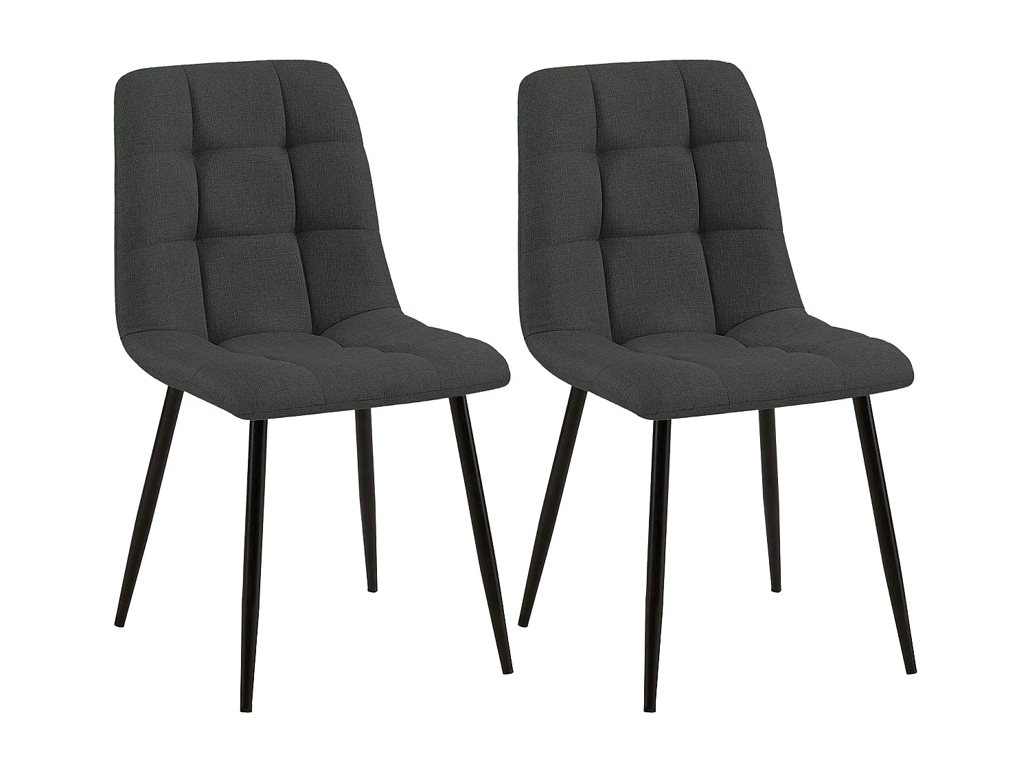 Lot de 2  chaise salle à manger - Tissu - Gris foncé - Tilde