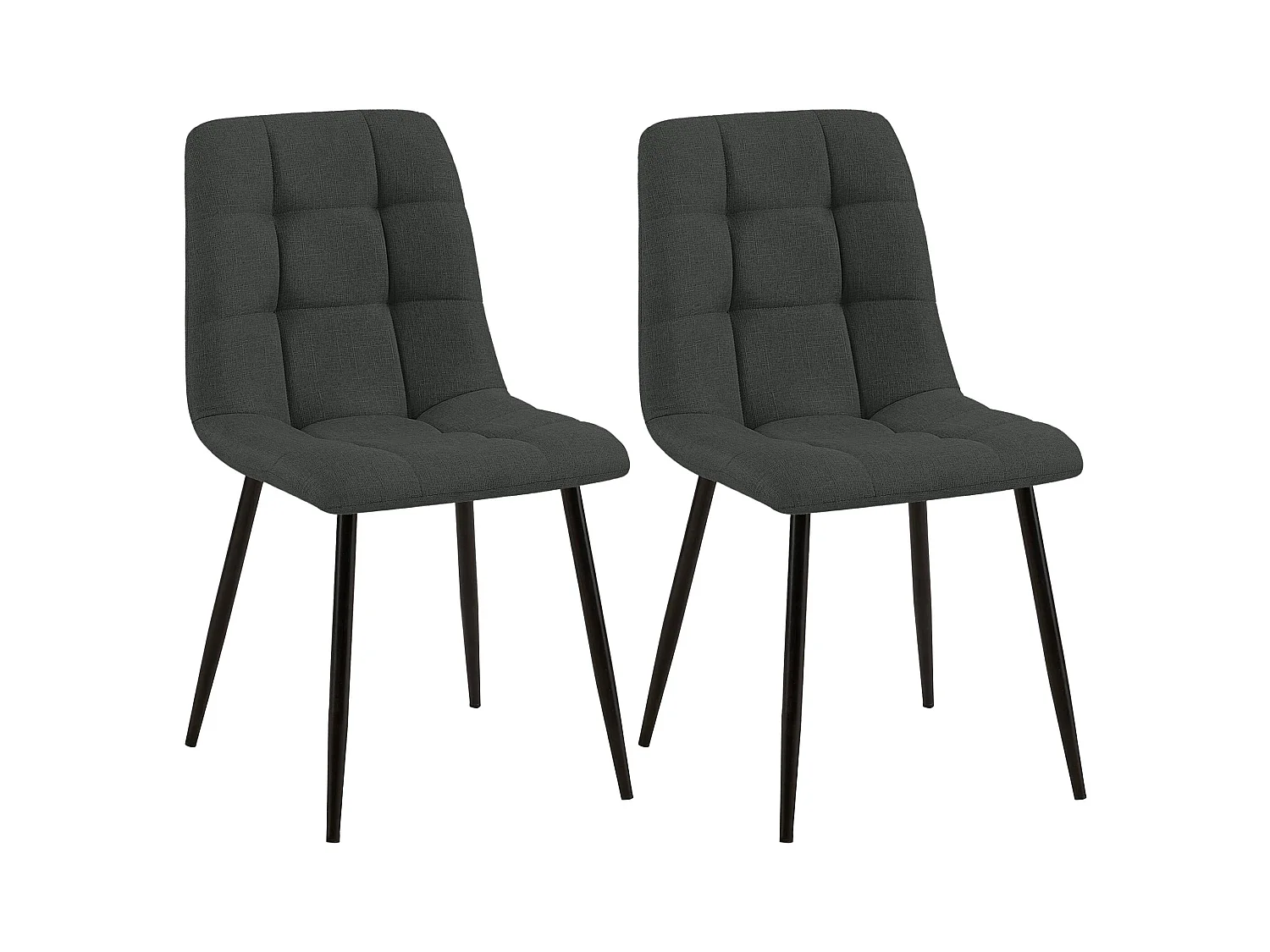 Lot de 2  chaise salle à manger - Tissu - Gris foncé - Tilde