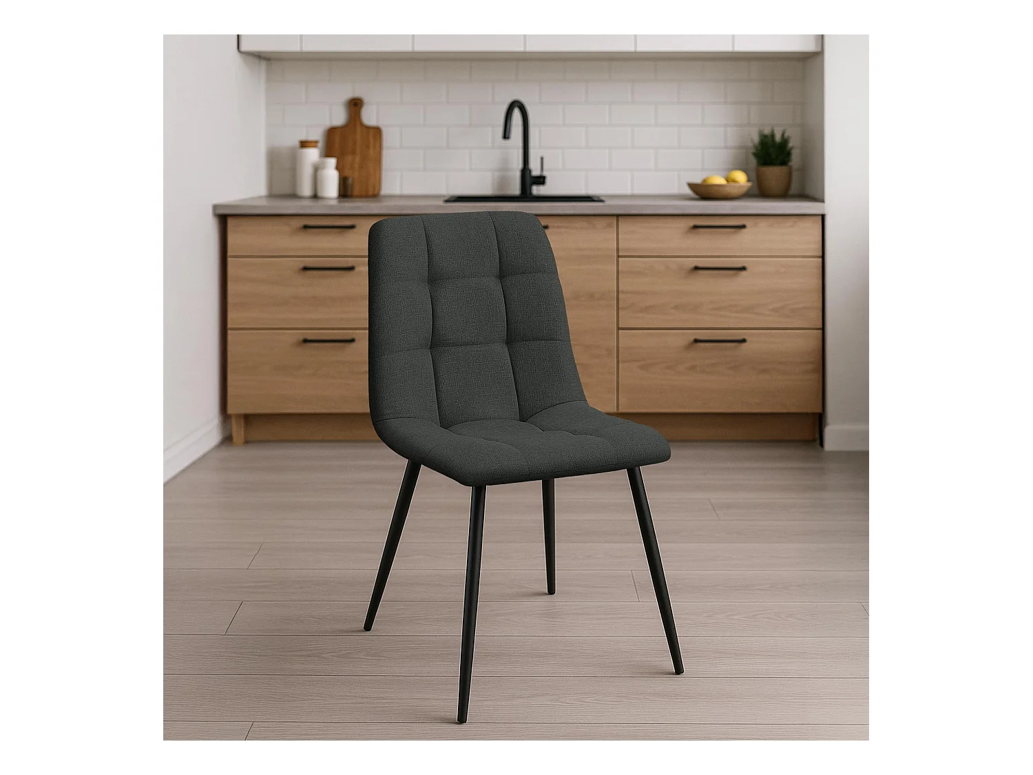 Set van 2  Eetkamerstoelen - Stof - donkergrijs - Tilde