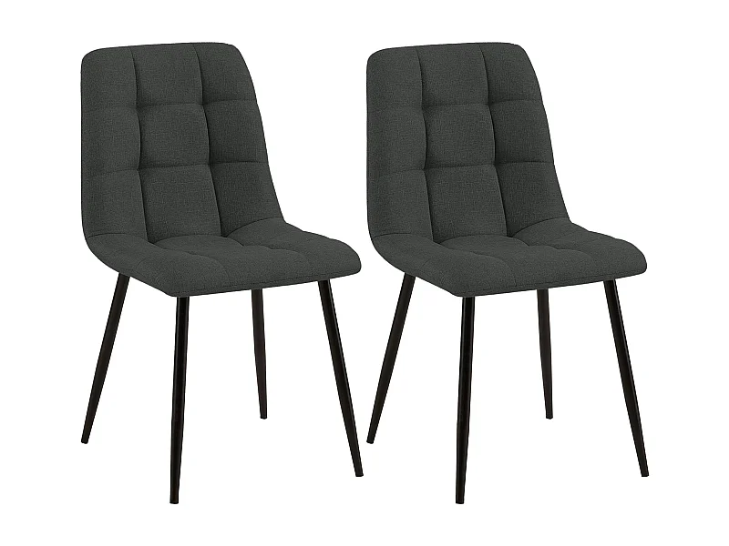 Lot de 2  chaise salle à manger - Tissu - Gris foncé - Tilde
