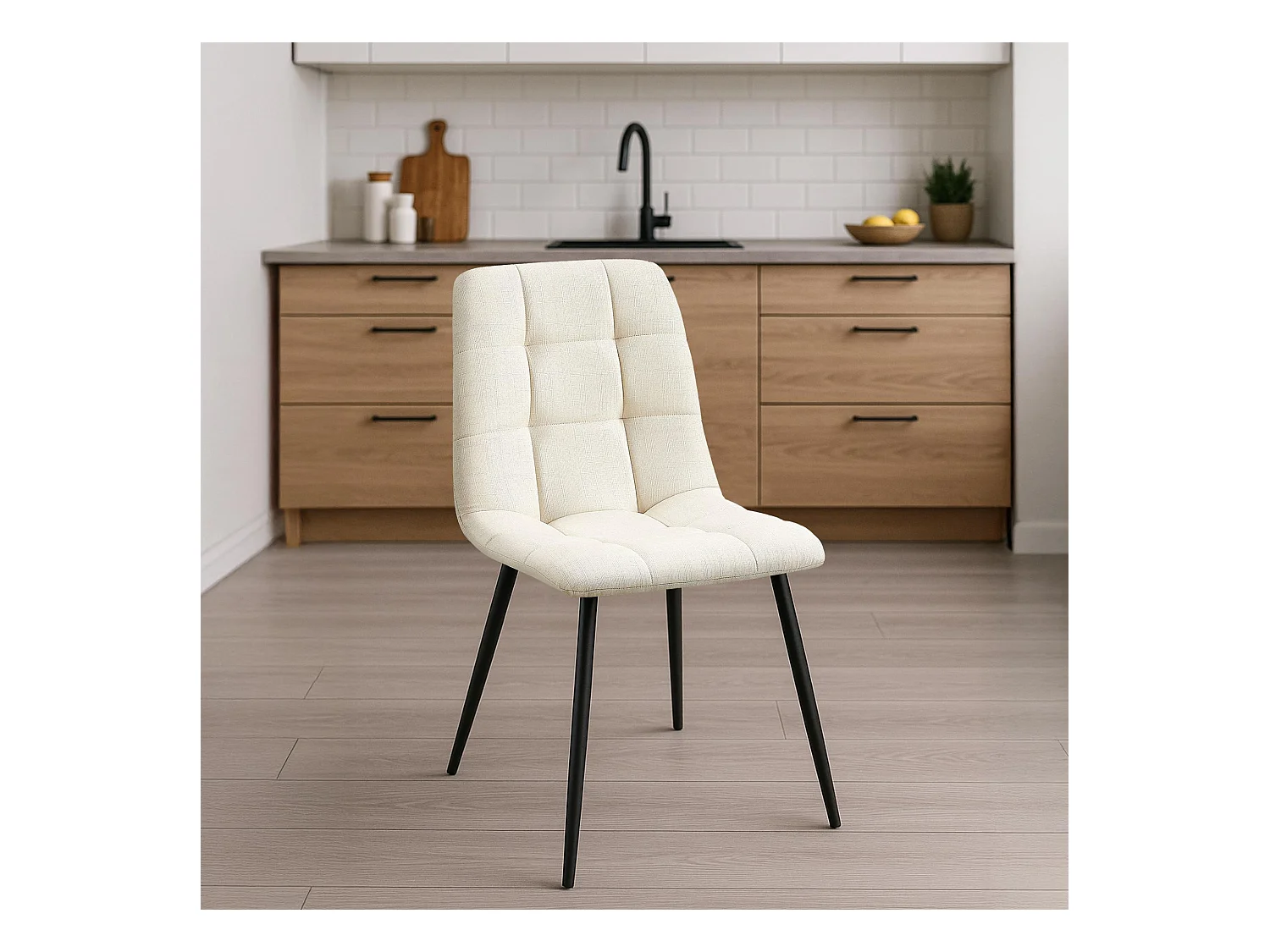 Set van 2  Eetkamerstoelen - Stof - creme - Tilde