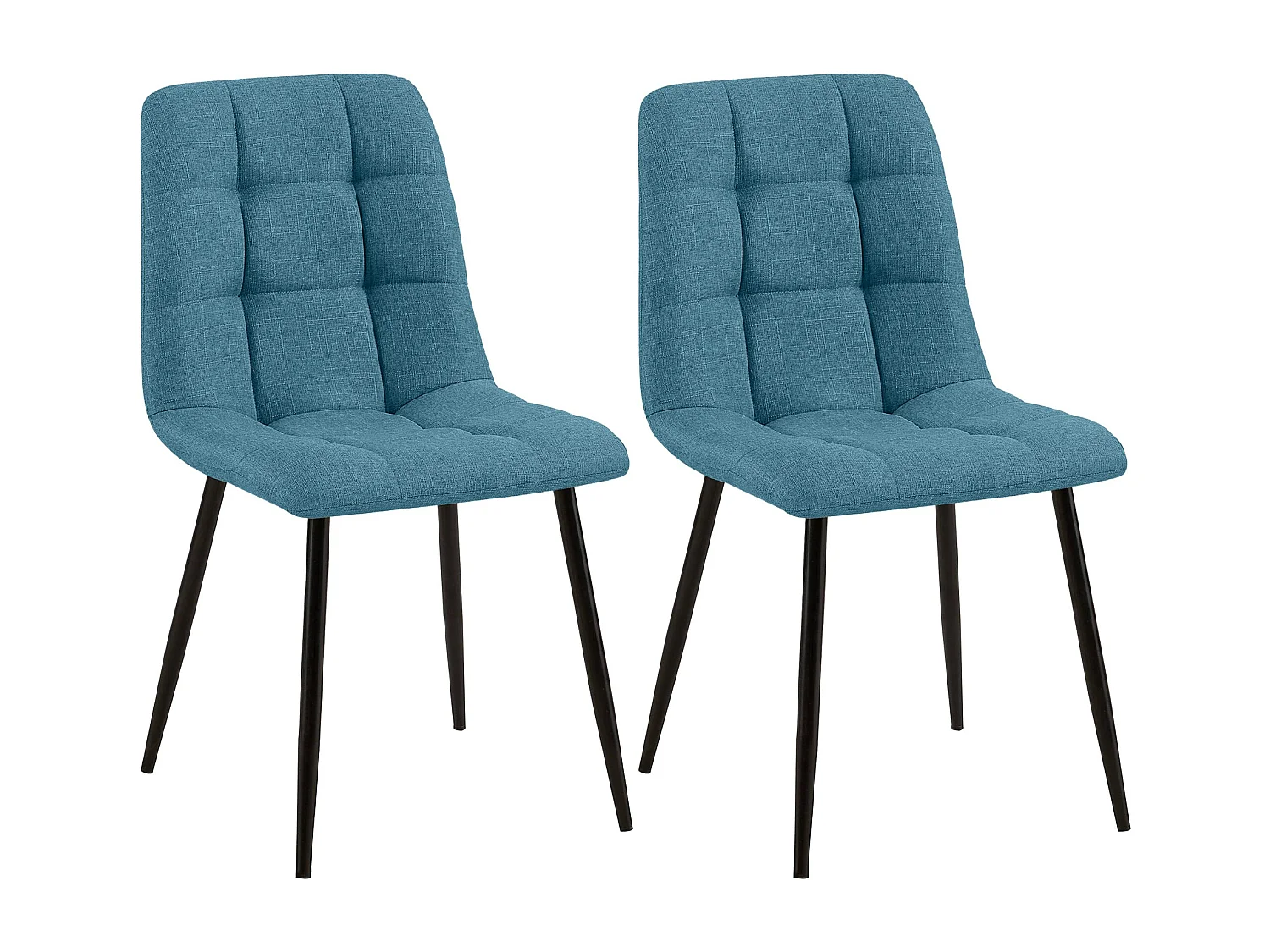 Lot de 2  chaise salle à manger - Tissu - Bleu - Tilde