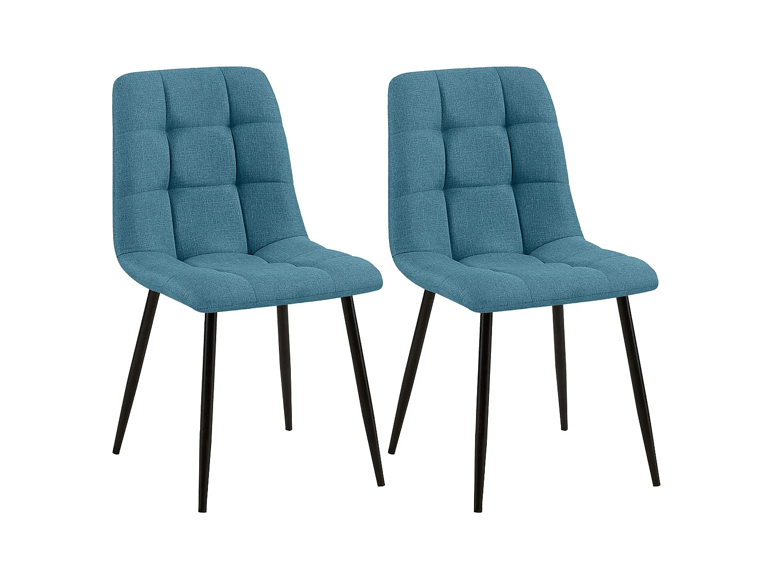 Lot de 2  chaise salle à manger - Tissu - Bleu - Tilde