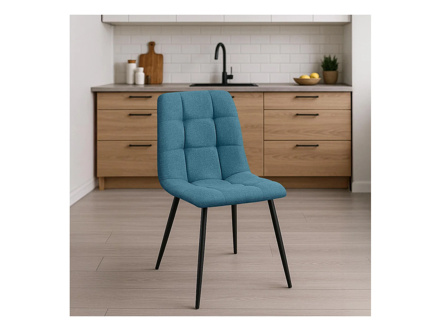 Set van 2  Eetkamerstoelen - Stof - blauw - Tilde