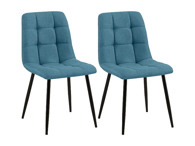 Set van 2  Eetkamerstoelen - Stof - blauw - Tilde