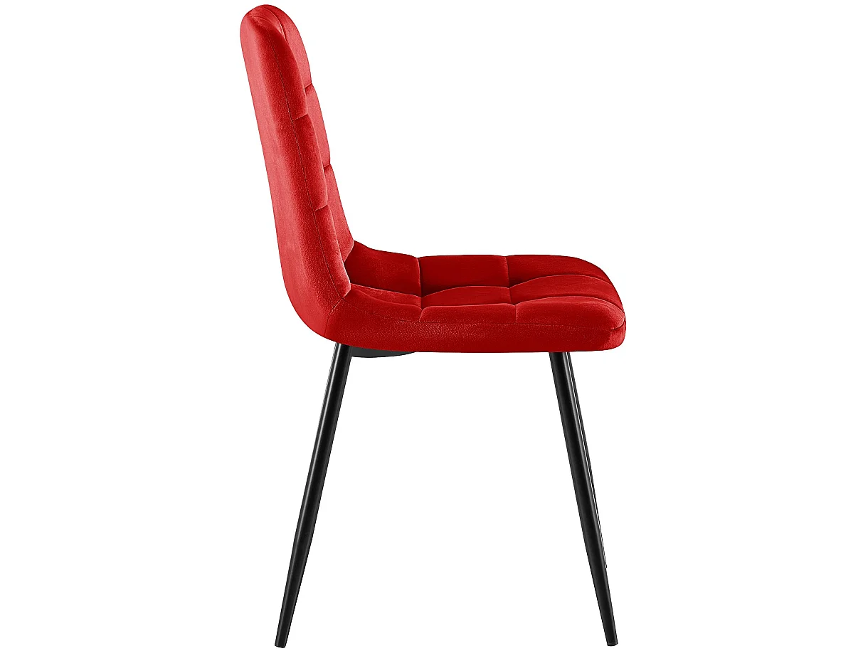 Lot de 4  chaise salle à manger - Velours - Rouge - Antibes