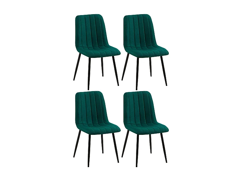 Lot de 4  chaise salle à manger - Tissu - Vert foncé - Dijon
