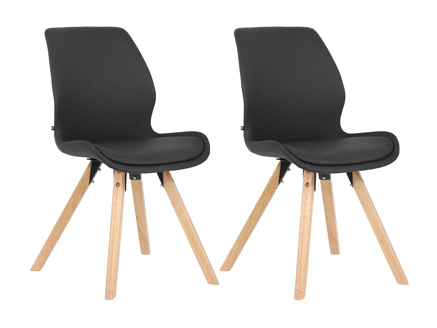 Set van 2  Eetkamerstoelen - Kunstleer - zwart - Luna