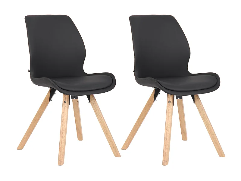Set van 2  Eetkamerstoelen - Kunstleer - zwart - Luna