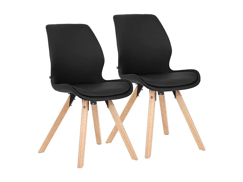 2er Set Esszimmerstuhl - Kunstleder - schwarz - Luna