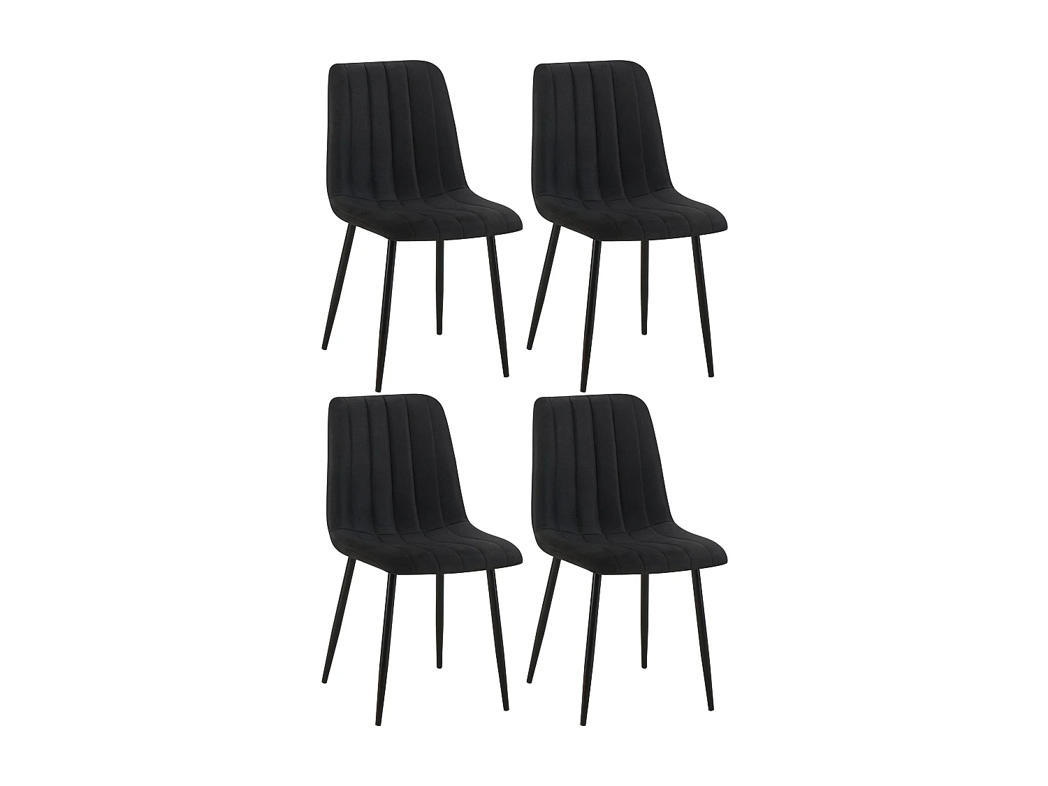 Lot de 4  chaise salle à manger - Tissu - Noir - Dijon