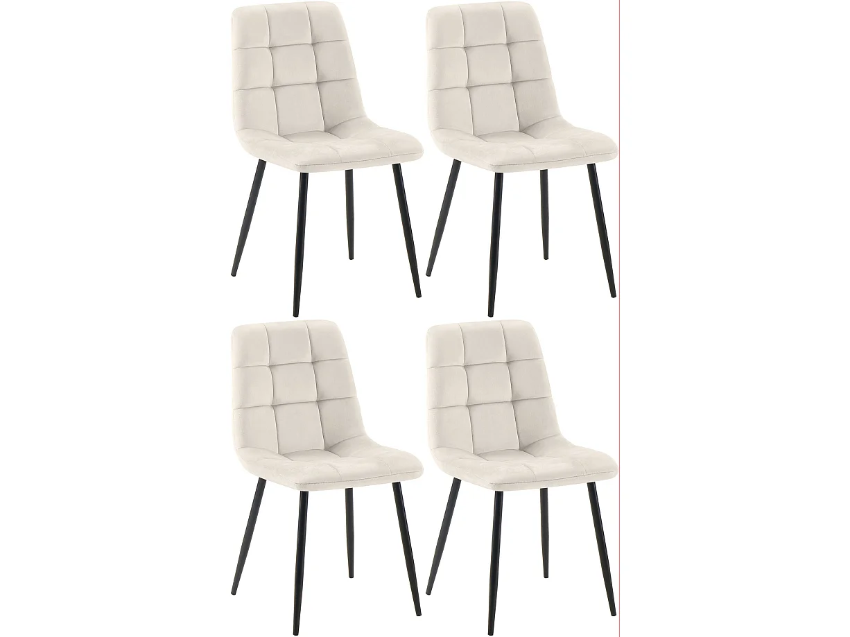 Set van 4  Eetkamerstoelen - Fluweel - cremewit - Antibes