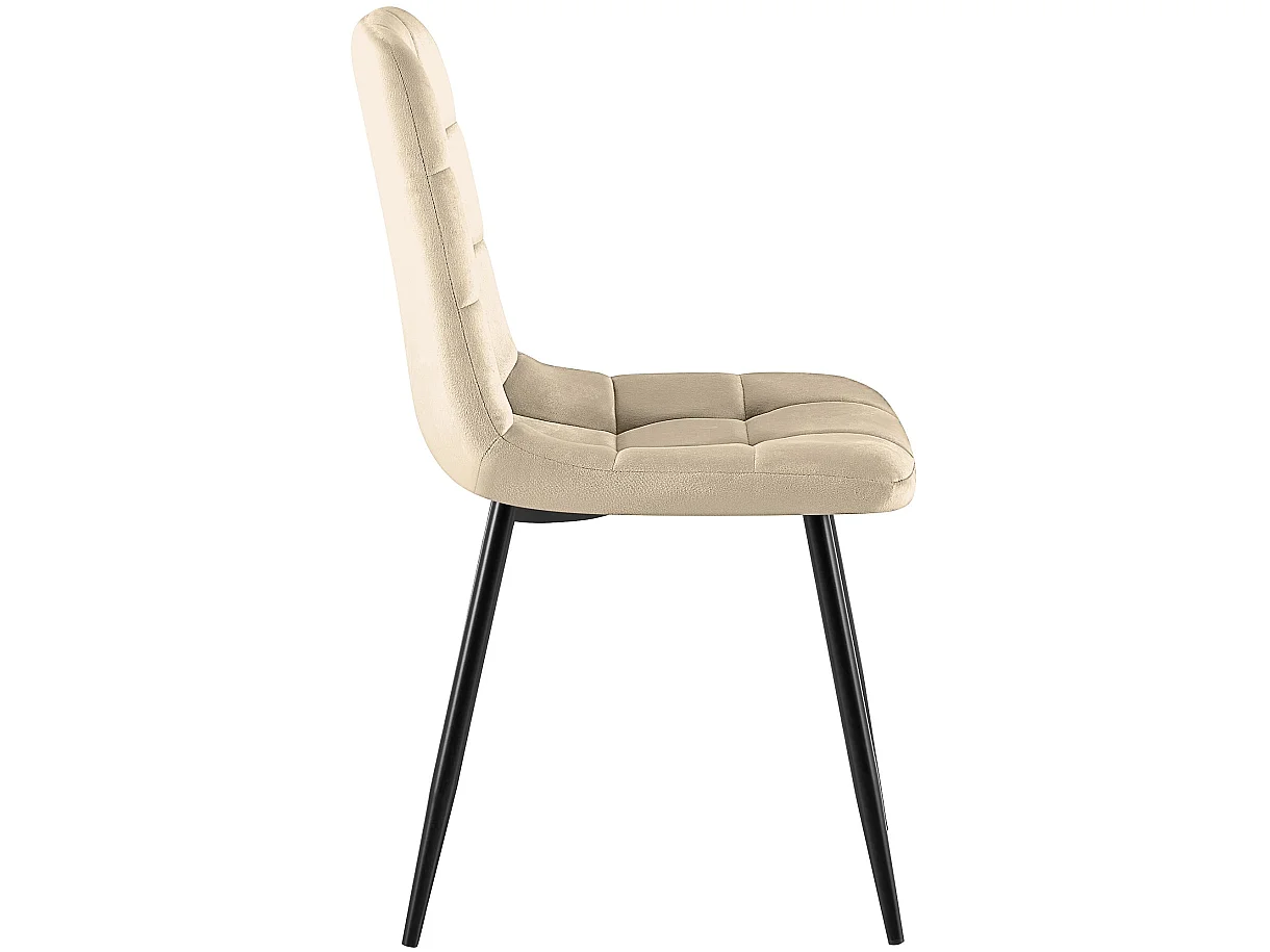 Lot de 4  chaise salle à manger - Velours - Blanc crème - Antibes