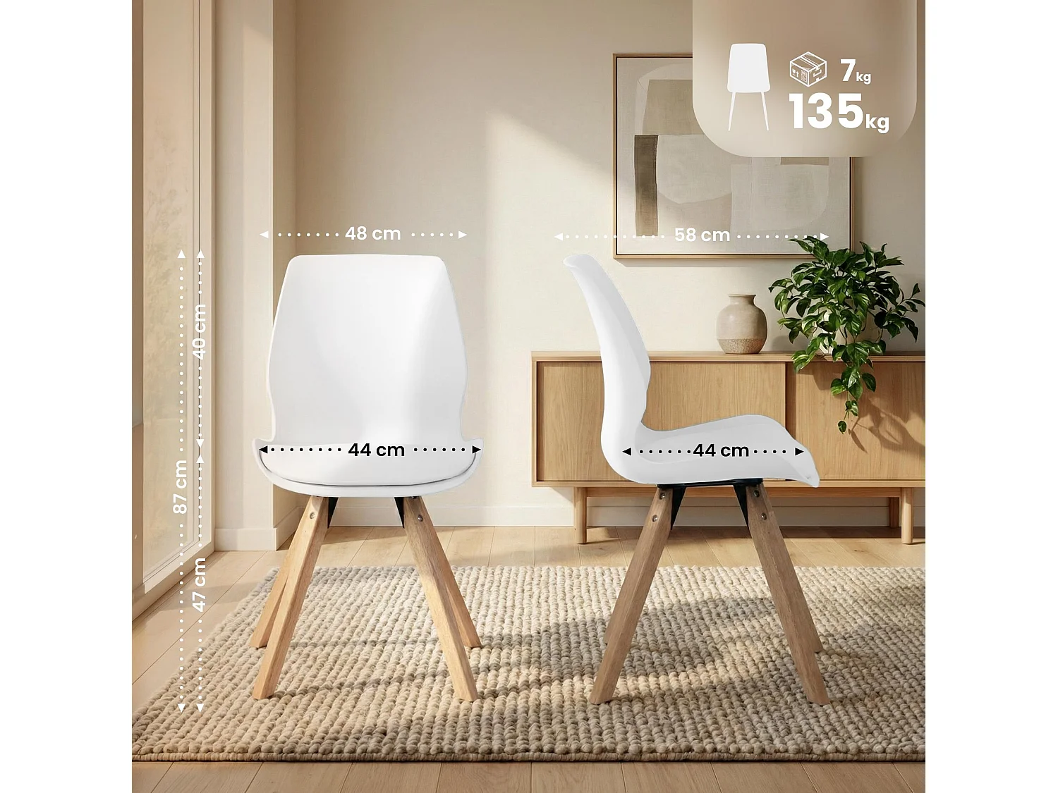 Eetkamerstoelen - Kunststof - wit - Luna