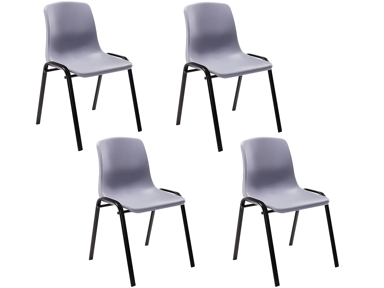 Lot de 4  chaise salle à manger - Plastique - Gris - Nowra