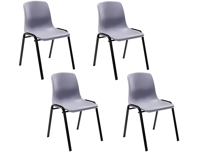 Lot de 4  chaise salle à manger - Plastique - Gris - Nowra