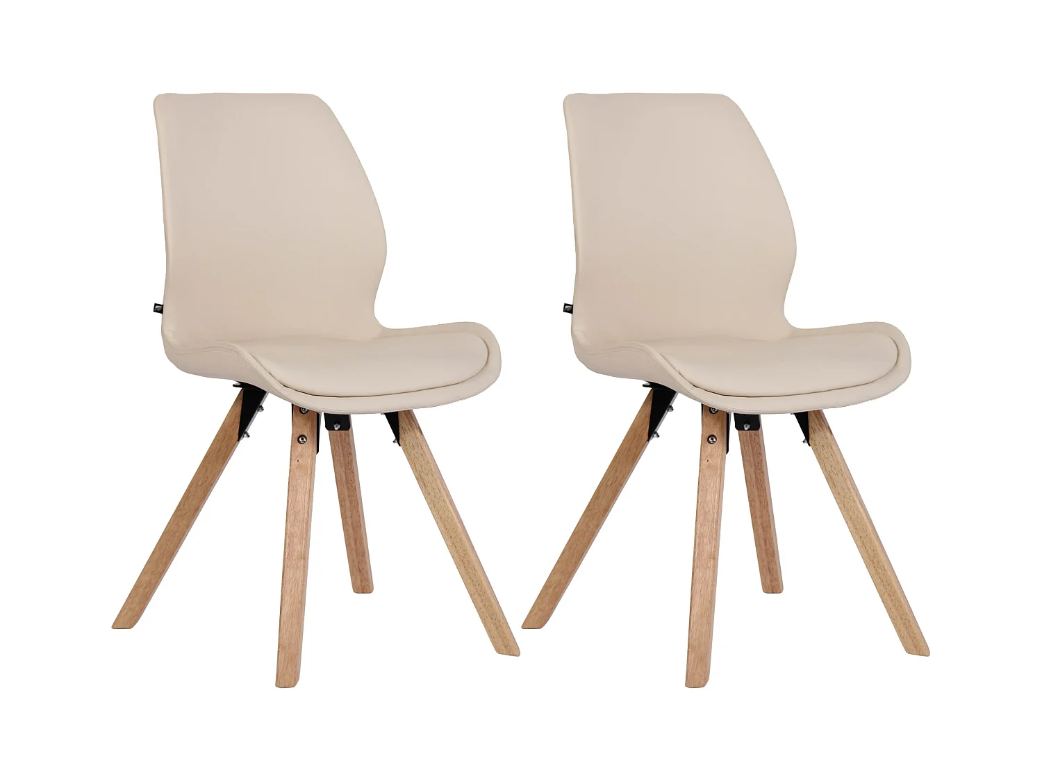 Lot de 2  chaise salle à manger - Similicuir - Crème - Luna