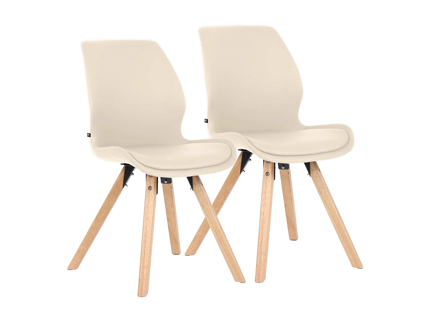 Lot de 2  chaise salle à manger - Similicuir - Crème - Luna