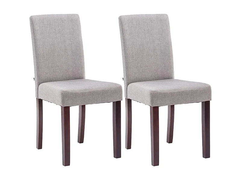 Lot de 2  chaise salle à manger - Tissu & Cappuccino - Gris clair - Ina