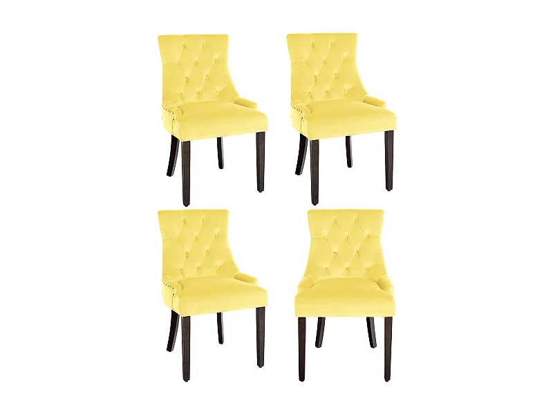 Lot de 4  chaise salle à manger - Velours & Antique - Jaune - Aberdeen